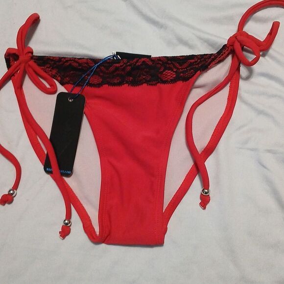 Plunge bikini bottoms dull red and lime green bottoms only both NWT Sz XS NWT - Picture 6 of 8